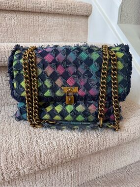 Kurt Geiger Kensington Bag Multicolored Denim Frayed Medium